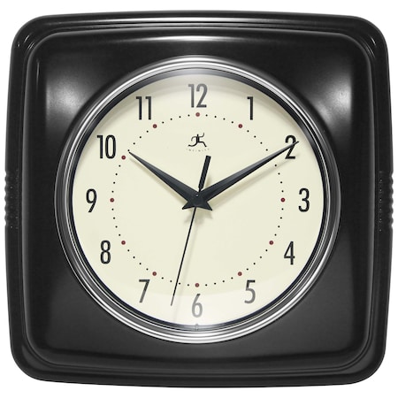 Infinity Instruments Square Retro Black Wall Clock, 9.25 in. 13228BK-4103